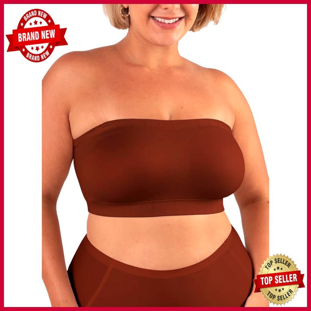 Strapless Bandeau Bra Full Coverage Wire Free Plus Size Shapewear
